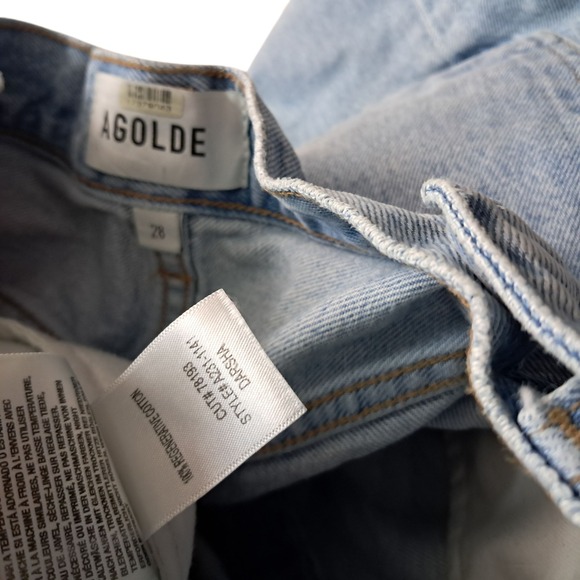 AGOLDE Jeans Women's 28 Darsha High Rise Wide Leg Light Wash Pleated Snap Hem - Picture 10 of 12